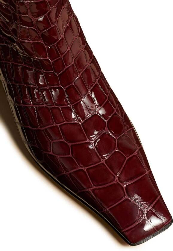 KHAITE The Marfa crocodile-effect boots Red