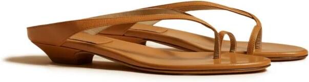 KHAITE The Marion flat leather sandals Brown