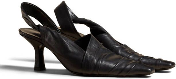 KHAITE Water pointed-toe leather pumps Black