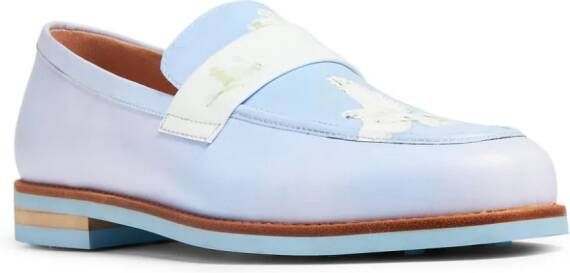 KidSuper graphic-print leather loafers Blue