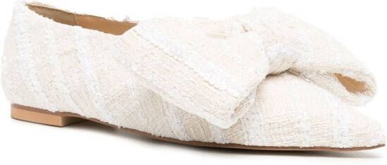Kimhekim bouclé pointed ballerina shoes White