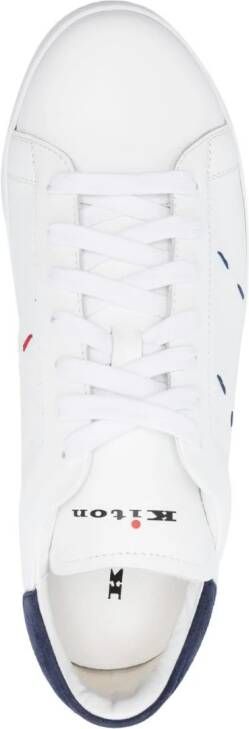Kiton contrast-stitching leather low-top sneakers White