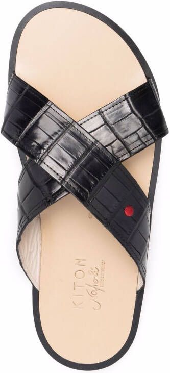 Kiton crocodile-effect leather sandals Black