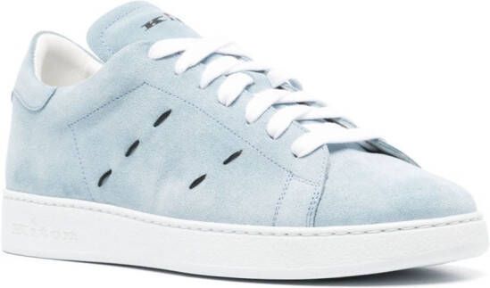 Kiton decorative-stitching suede sneakers Blue
