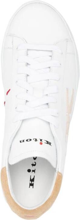Kiton embroidered-logo leather sneakers White