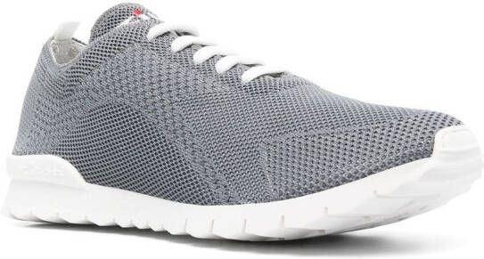 Kiton logo-embroidered knit sneakers Grey