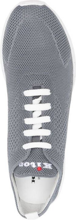 Kiton logo-embroidered knit sneakers Grey