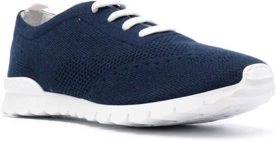 Kiton logo-embroidered knitted sneakers Blue