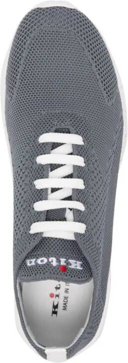 Kiton logo-embroidered knitted sneakers Grey
