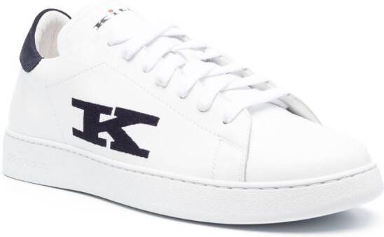Kiton logo-embroidered leather sneakers White