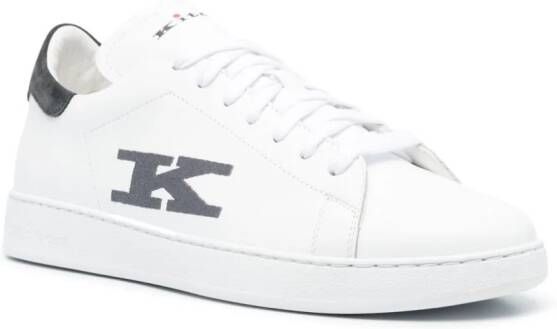 Kiton logo-embroidered leather sneakers White
