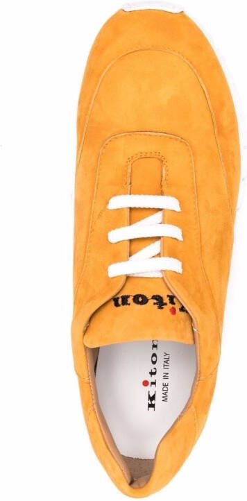 Kiton logo-embroidered suede sneakers Orange