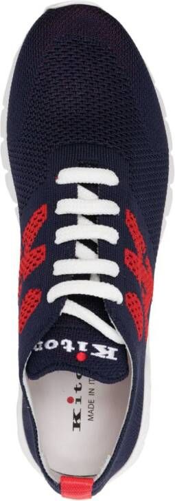 Kiton logo-jacquard mesh sneakers Blue