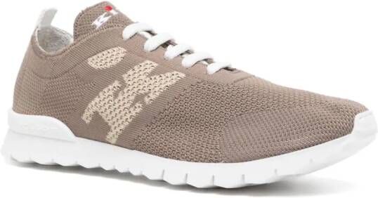 Kiton logo knitted sneakers Brown