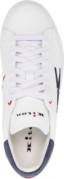 Kiton logo-patch leather sneakers White
