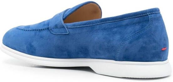 Kiton penny slot chenille loafers Blue