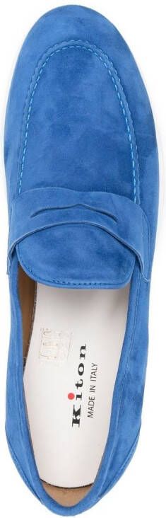 Kiton penny slot chenille loafers Blue