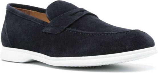 Kiton penny slot suede loafers Blue