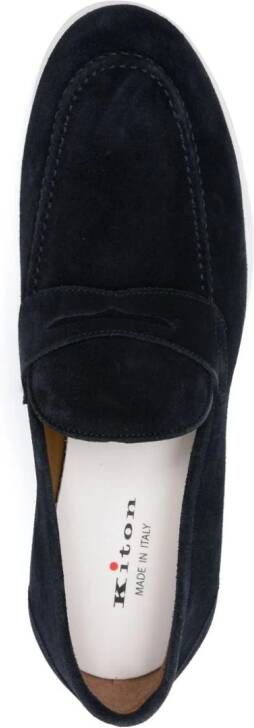 Kiton penny slot suede loafers Blue