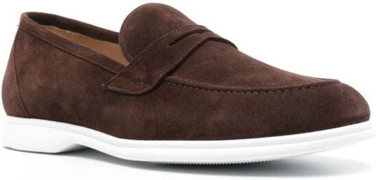 Kiton penny slot suede loafers Brown