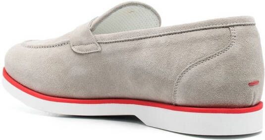 Kiton penny slot suede loafers Grey