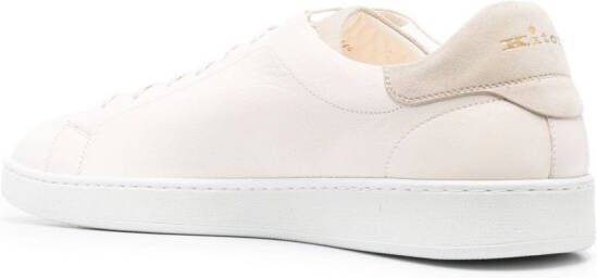 Kiton round-toe lace-up leather sneakers Neutrals