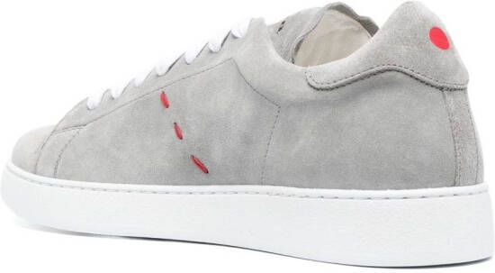 Kiton stitch-detail suede low-top sneakers Grey