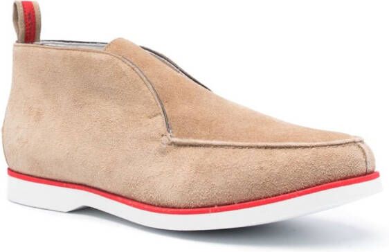 Kiton stripe-detail suede loafers Neutrals