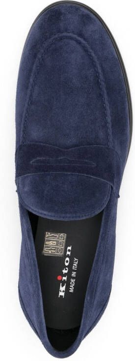 Kiton tonal-stitching almond-toe loafers Blue