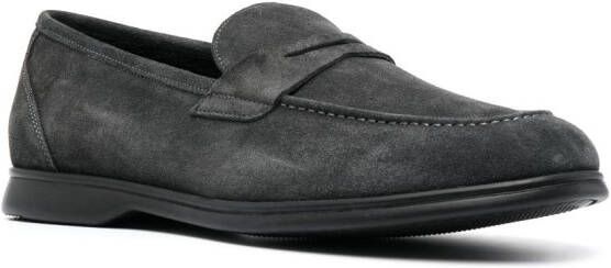 Kiton tonal-stitching almond-toe loafers Grey