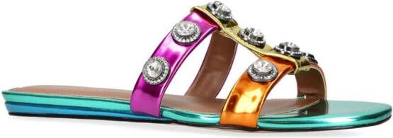 Kurt Geiger London Octavia crystal-embellished leather sandals Multicolour