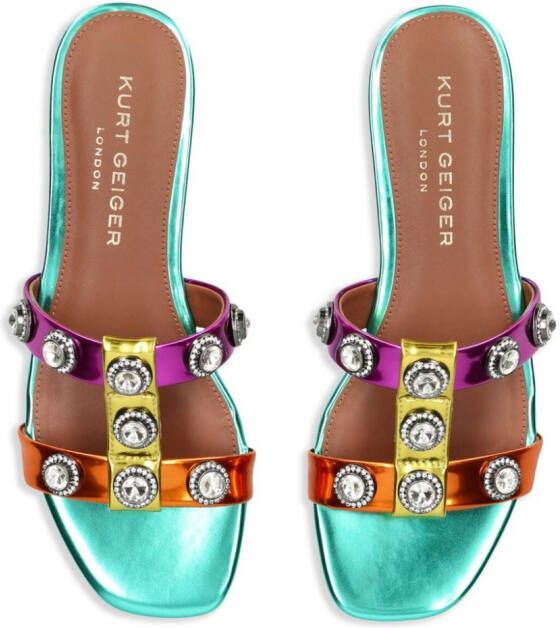 Kurt Geiger London Octavia crystal-embellished leather sandals Multicolour