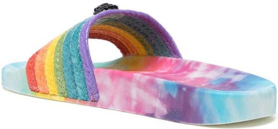 Kurt Geiger London rainbow stripe-print open-toe slides Multicolour