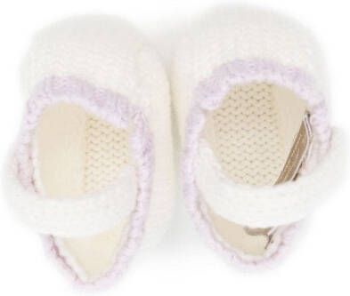 La Stupenderia chunky knit cotton slippers White