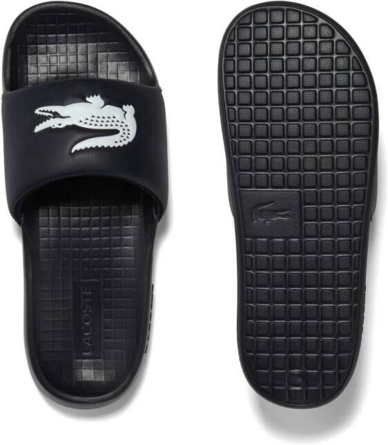 Lacoste Croco 1.0 logo-embossed slides Blue