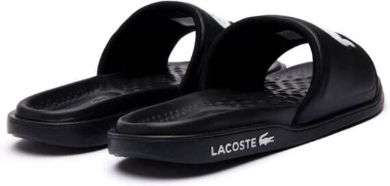 Lacoste Croco Dualiste logo strap slides Black