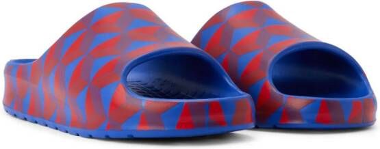 Lacoste geometric-print open-toe slides Blue