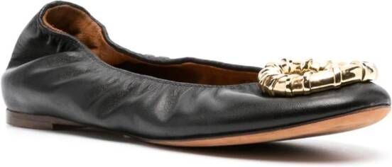 Lanvin buckled leather ballerina shoes Black