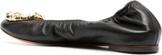 Lanvin buckled leather ballerina shoes Black