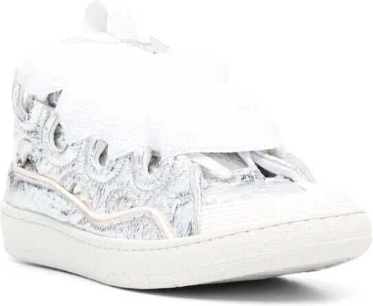 Lanvin crinkle-effect Curb leather sneakers White
