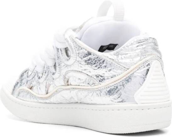Lanvin crinkle-effect Curb leather sneakers White