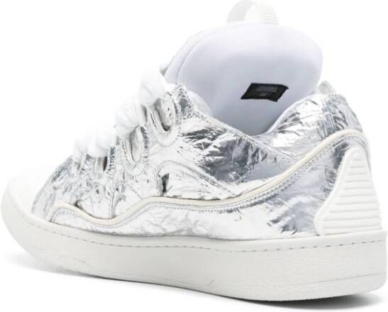 Lanvin Curb crinkled metallic sneakers Silver
