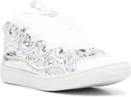 Lanvin Curb metallic leather sneakers Silver