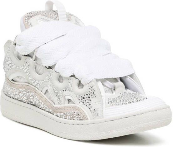 Lanvin Curb rhinestone sneakers White