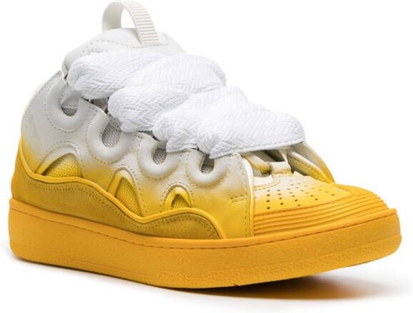 Lanvin Curb spray-painted leather sneakers Yellow