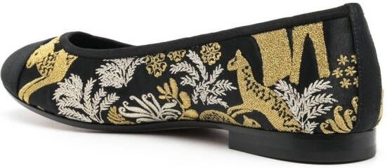 Lanvin embroidered-logo detail ballerina shoes Black