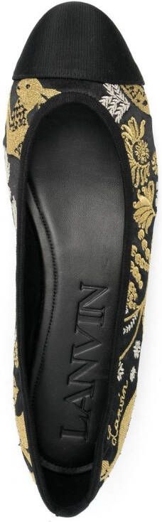 Lanvin embroidered-logo detail ballerina shoes Black