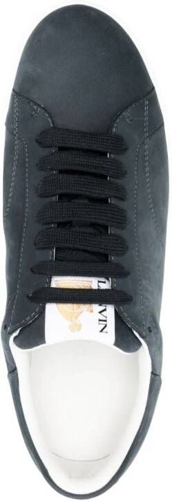 Lanvin embroidered-logo low-top leather sneakers Blue