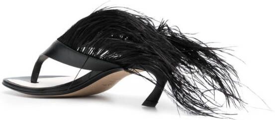 Lanvin Feather Swing 65 leather sandals Black