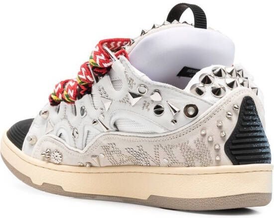 Lanvin graffiti-print lace-up sneakers Grey